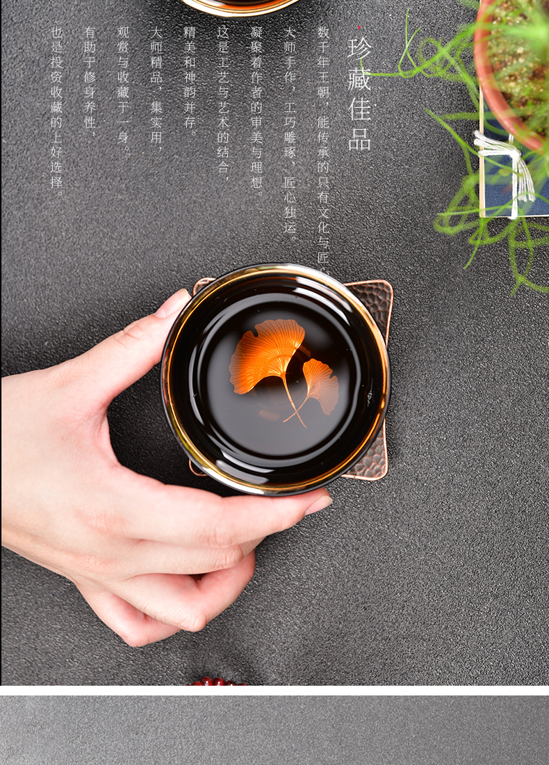 Up with ceramic cups from the oil - lamp can master cup built single cup tea sample tea cup household temmoku glaze small bowl
