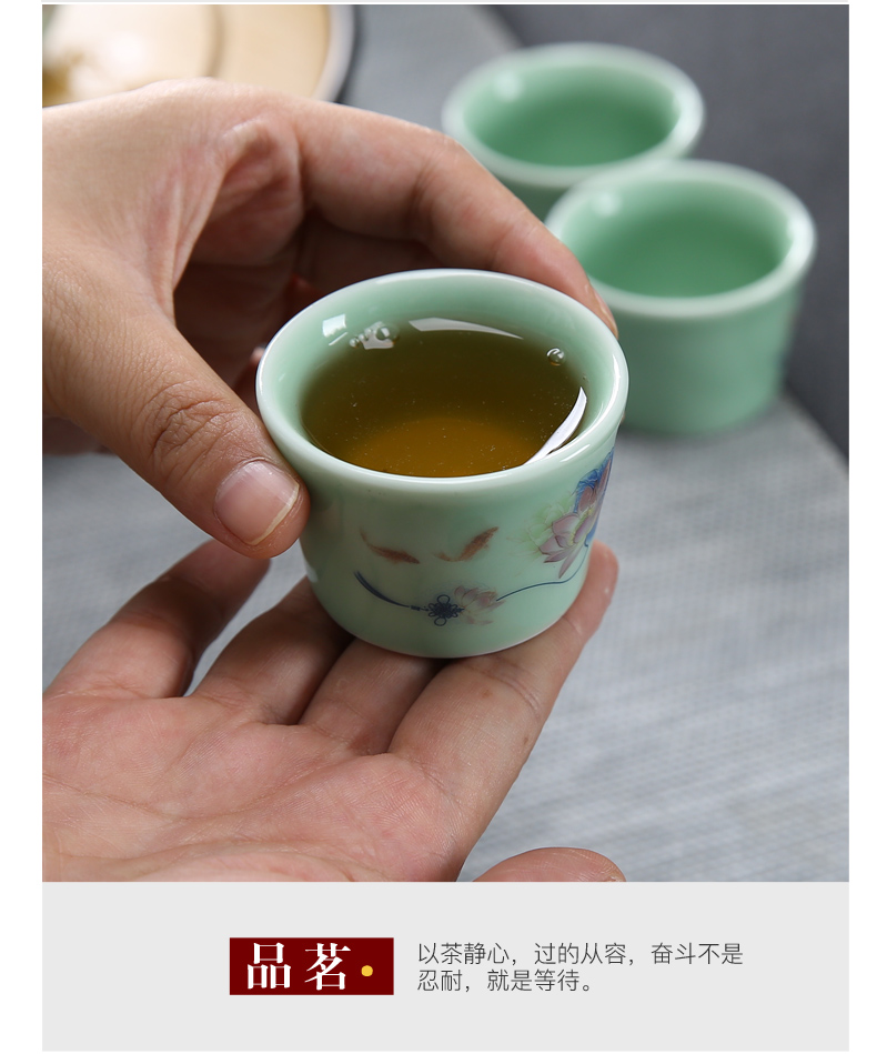 Fit celadon porcelain tea tray was suit household semi - automatic kung fu tea set lazy teapot cup fortunes