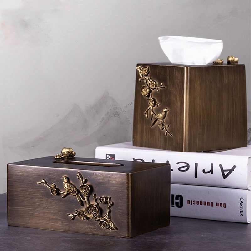 New Chinese tissue box collection box creative retro pulp paper household with living room tea table office 1113m