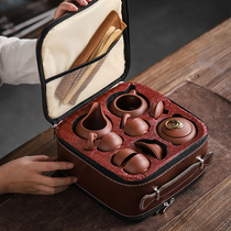 Purple Sand travel Kung Fu tea set Quick cup one pot four cups carrying bag Outdoor Japanese mini household simple