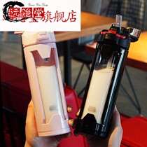 Korean double-layer glass ribbon suction cup ins Wind portable cup student adult mens and womens water Cup insulated pregnant woman Cup