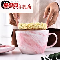 Ceramic instant noodle bowl large capacity super large Bowl Cup heating Bowl single student dormitory rice bowl with lid can be microwave oven