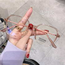Xiaohongshu with the same glasses womens glasses anti-blue light radiation can be equipped with a round face and a thin net red frame Korean version of the tide
