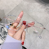 Anti-blue light myopia glasses womens square transparent frame no makeup can be matched with a round face thin glasses frame Korean version of the tide