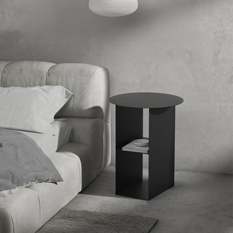 New minimalist iron art bed head cabinet modern minimalist personality bedside small round table Silence Wind Creativity Accommodating side Table-Taobao