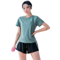Sports suit womens quick-drying clothing spring and summer yoga clothing high-end slimming professional gym loose morning running clothing