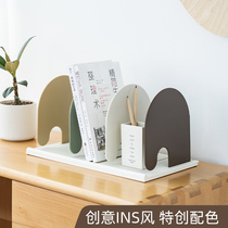 Desktop Morandi Book Stand Book Shelves Collection Office Tables Brief Joins Wind Book Relying on the book blocking tidying frame