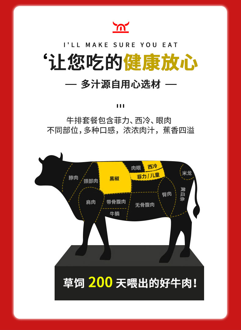 【驰迈】新鲜牛肉整切牛排15片1950g