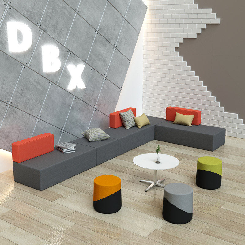 Office Training Institution Sofa Rest Area Creative Meeting Guest Leisure Modern Simple Fabric Sofa Coffee Table Combination