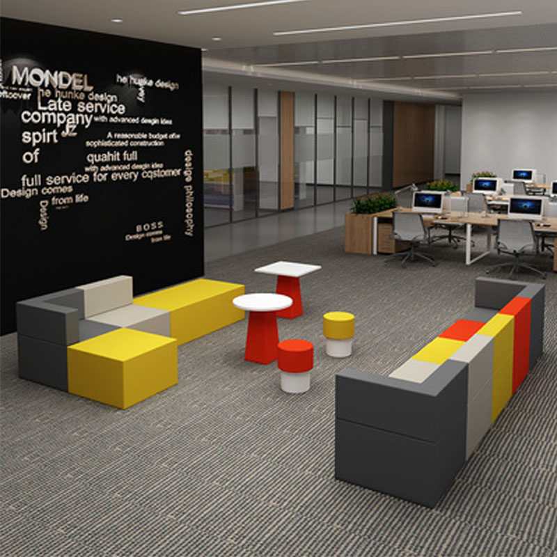 Simple modern corner creative office business leisure reception area reception room fabric sofa coffee table combination set