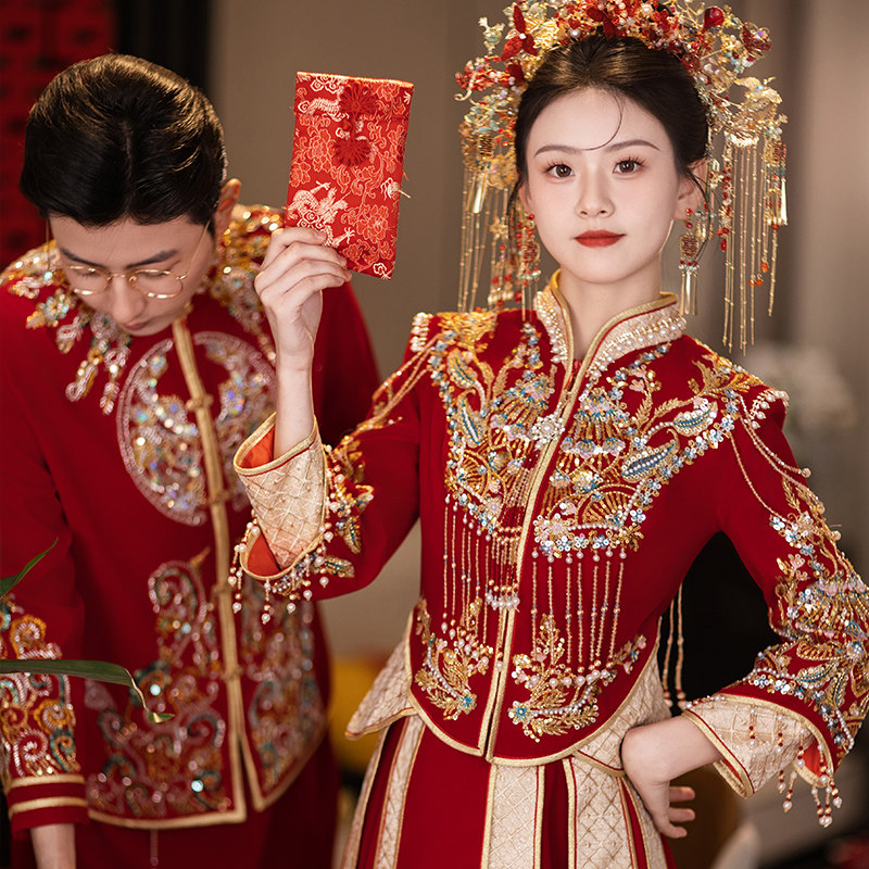 2025新款秀禾服新娘嫁衣|小个子显瘦神技+重工高级感爆棚-秀禾服-淘宝百科网