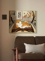 Wangcai Shiba Inu Fat Dog New Chinese Electric Meter Box Living Room Porch Electric Meter Box Blocking Decorative Painting Empty Switch Box Hanging Painting