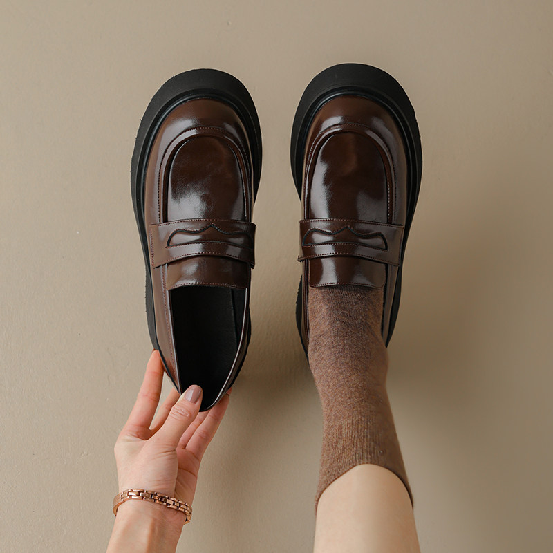 2022 Spring new Inlenwind small leather shoes women 100 lap thick bottom Zen Gola foe shoes smattercake shoes jk women's shoes