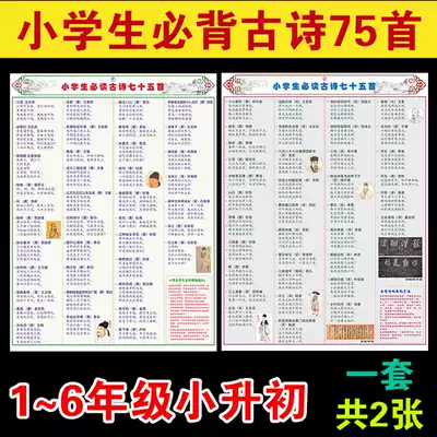 Primary school students must read must recite ancient poems 75 first wall charts, primary school Chinese Tang poetry