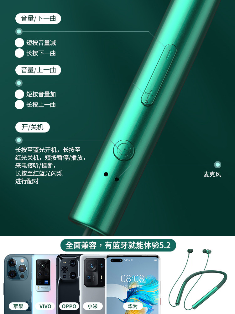 Neckband Bluetooth Earphones Wireless 2025 New Model Neck-Hanging High-End Sports Running In-Ear Noise Reduction Magnetic Sweat-Proof