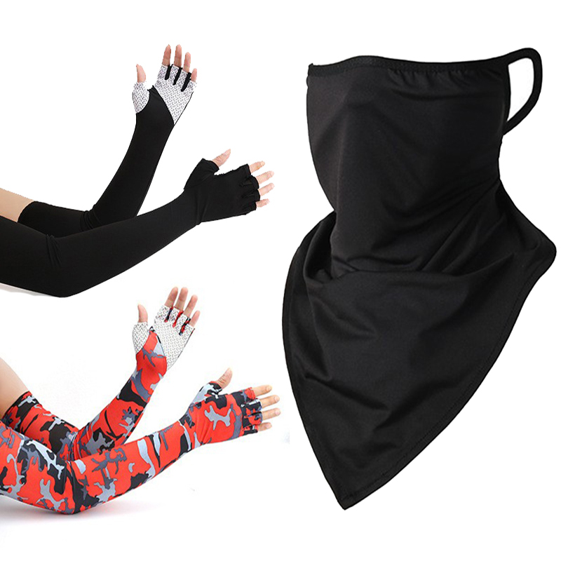 Summer driving gloves riding sunscreen sleeve Dew Finger Guard Arm Girl Ice Silk Cuff sunscreen Protective Neck Phishing