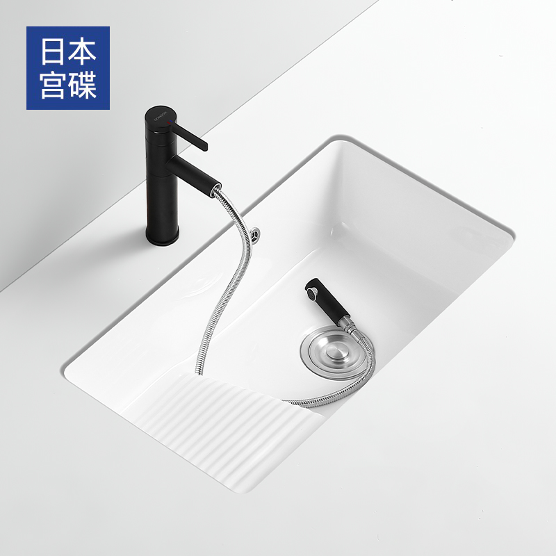 Japanese Palace Dish (Gongdie) with a washboard to deepen the ceramic Balcony Laundry Basin Wash Basin-Taobao