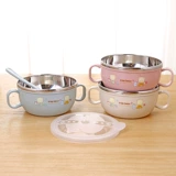 Детская обеденная тарелка для новорожденных, мультяшная ложка, можно готовить на пару, защита от ожогов, защита при падении