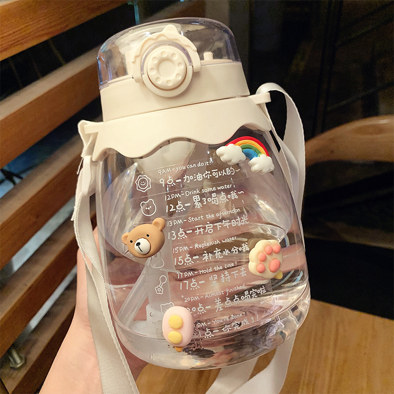 1300ml super large capacity big belly water cup Cute summer portable straw kettle Drinking water every day target cup female