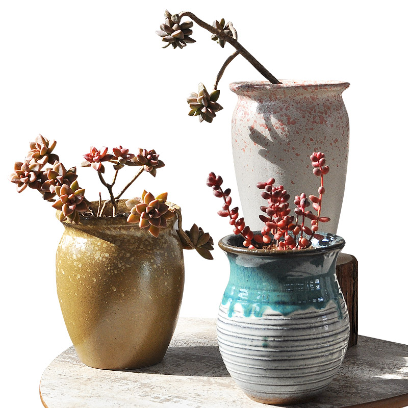 Special ceramic tall, old coarse pottery flowerpot more meat POTS green plant flower arrangement of piles and soil dry vase flesh POTS of the plants