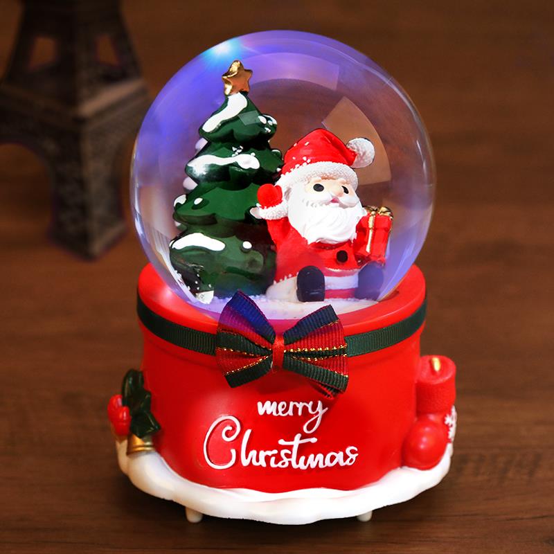 Christmas gift children snowflake Christmas Eve Christmas old man crystal ball music box little girl birthday music box