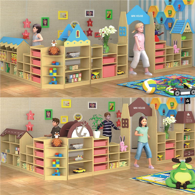 Kindergarten Toy Cabinet Styling Area Corner Combo Cabinet Children's Furniture Containing Cabinet Castle Combined Sea Pirate Ship Area Cabinet