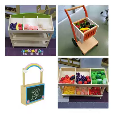 Kindergarten children's game home wine toy simulation fruit shelf supermarket display rack selling delivery cart