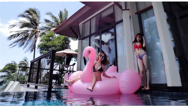 Đồ chơi kỳ lân người lớn mới lưới đỏ flamingo bơi vòng trẻ em gắn giường nổi nước bơm nổi hàng - Cao su nổi