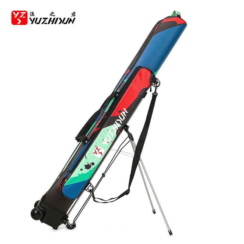 Hard shell fishing rod bag fishing gear bag with wheel double-layer hand rod bag waterproof wear-resistant fishing rod bag fishing umbrella storage fish bag