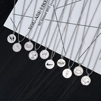 网红ins圆牌吊坠简约配饰