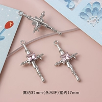 12#Pink Diamond Cross Silver