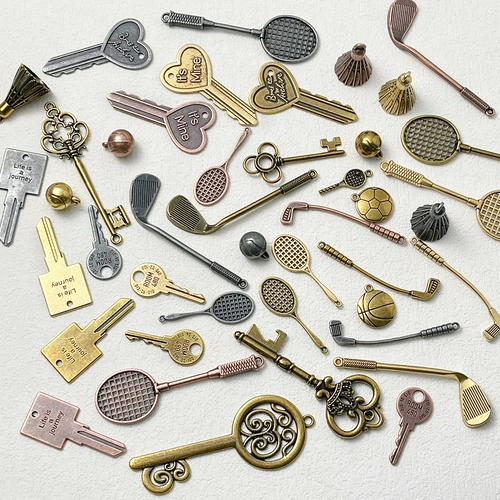 Ретро металлический аксессуар ручной работы, аксессуары для ключей, креативный брелок для бадминтона, подвеска, креативный подарок