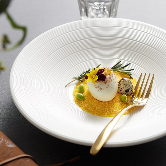 Qide Home Japanese-style creative white 9-inch household salad trumpet salad hat western tableware pasta soup bowl