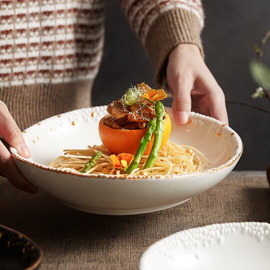 Nordic style light luxury style large household high-end Internet celebrity ceramic tableware spaghetti rice bowls and plates