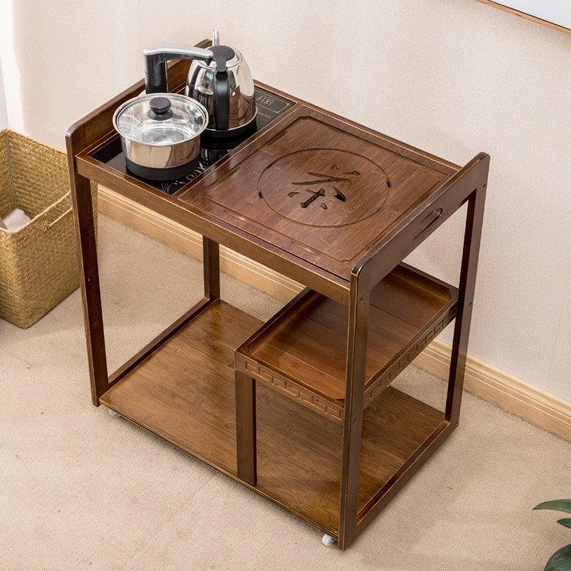 Nanzhu Movable Tea Table Tea Car Minima Home Tea Water Rack Small Tea Table Tea Tray Korn Tea Pongfu Tea Furniture Fully Automatic Suit