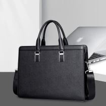 Business trip business handbag mens genuine leather briefcase large capacity 14-inch computer bag office worker hanging bag high-end