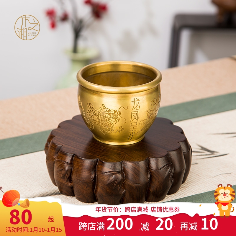 Ebony round bamboo joint lotus base solid wood can be dug chisel stone head Guanyin Buddha incense incense burner ornaments bracket