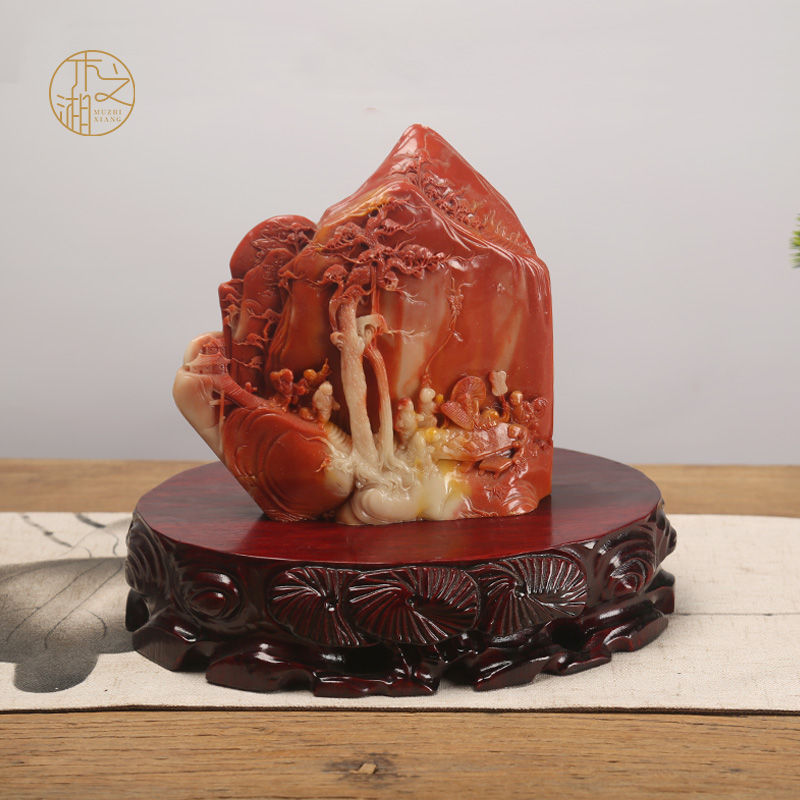 Customized Round Wood Root Root Carved Cover with Vase Pot View Craft Buddha Statue Building Round Wooden Building