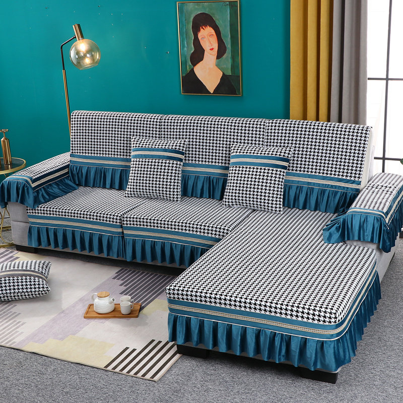 Chenille sofa cushion four seasons universal non-slip all-inclusive sofa backing protective shell towel custom houndstooth sofa cover