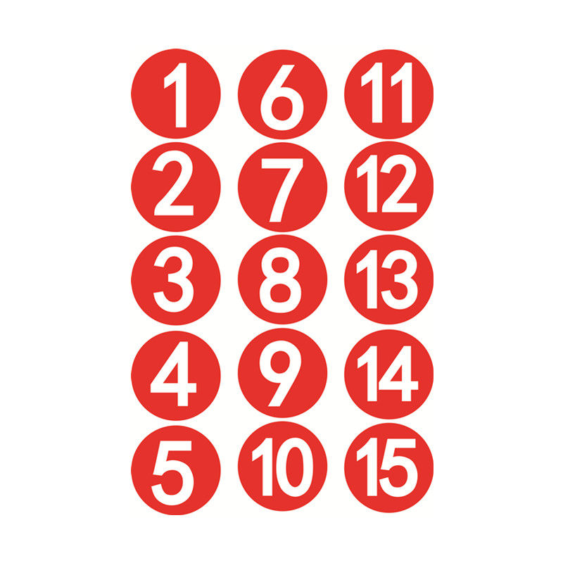 Custom diameter 5cm round digital adhesive label waterproof release oil sticker pvc floor adhesive sticker number sticker