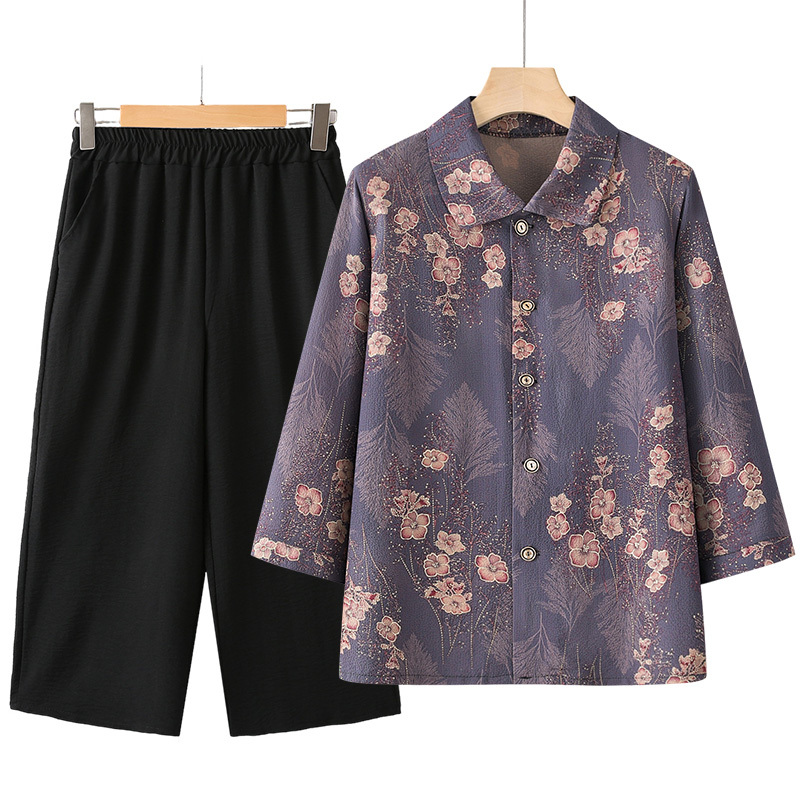 Middle-Aged and Elderly Women's Spring Clothing New Style Eight-Quarter Sleeve Chinese Style Mother's Day Shirt 2026 Spring and Summer Grandma Outfit