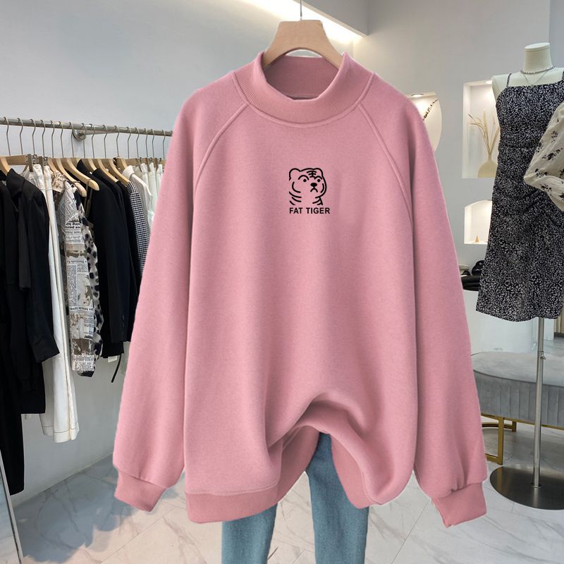 Pregnant woman gush clothing semi-high collar medium long section Korean version loose casual big code blouse fashion 100 hitch winter tide-Taobao