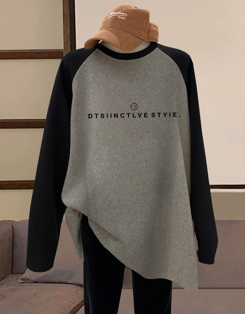 Pregnant Woman Inserted Shoulder of Shoulder Color Grinding in Long sleeves T-shirt Long-style Loose Blouse Over Hip Thickened Beat-to-Autumn Winter-Taobao