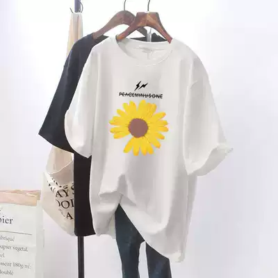 2020 new small Daisy pregnant women Summer short sleeve T-shirt cotton loose fashion pregnant women top long version summer