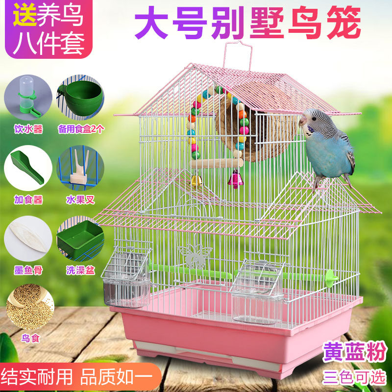 Tiger Leather Parrot Bird Cage Son Peony Xuanfeng Big Villa Cage Wenbird Pearl Small Iron Art Metal Cage