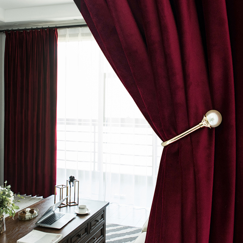 Light luxury vintage red curtains 2022 new modest Nordic modern thickening sun shading curtains