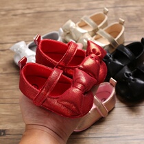 Red shoes baby spring and autumn 0-1 year old female baby princess shoes newborn toddler shoes 3-6-12 months do not drop shoes
