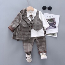 Child suit Mens suit Baby spring and autumn 0 Baby 1-3 years old Tide boys three-piece suit 2 children 4 children dress
