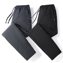 LAYNOS outdoor down pants mens 2022 new autumn and winter casual warm thickened rain velvet trousers nine-point pants