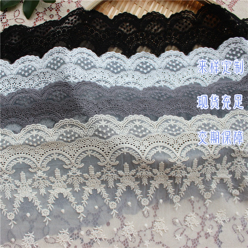 New Pinnison Department Ocean dress Lolita dress floral lace lace lace fabric Wedding Dress Fabric Hollowed-out Mesh Yarn Embroidered Flowers